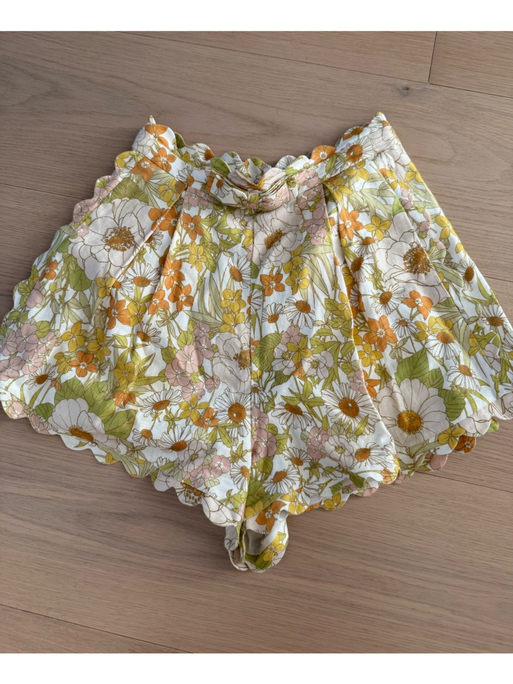 Zimmermann White Dress with Green Leaf and Orange Floral Print